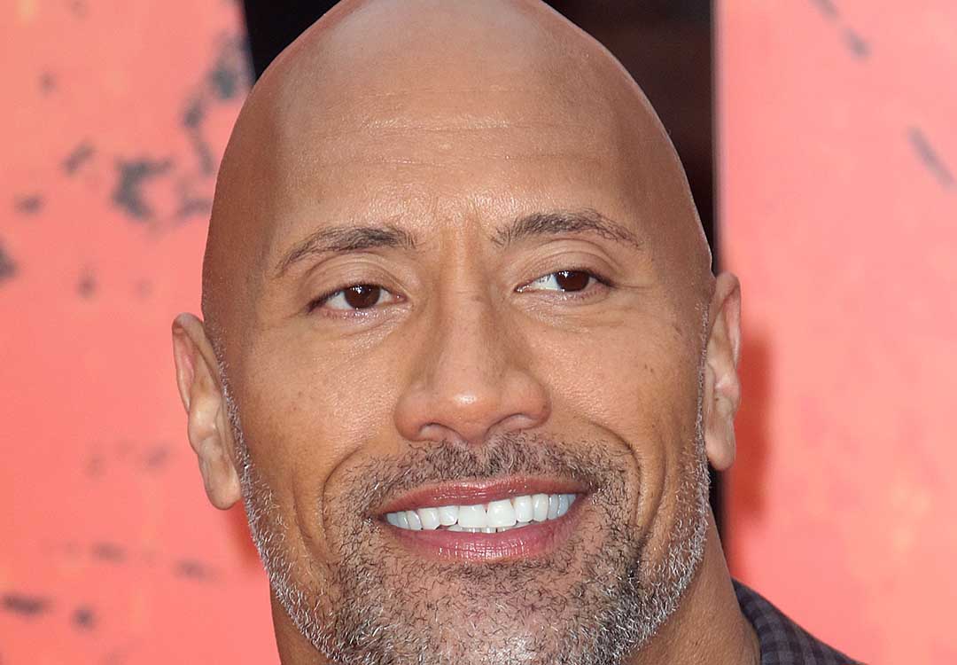 dwayne johnson bald portrait