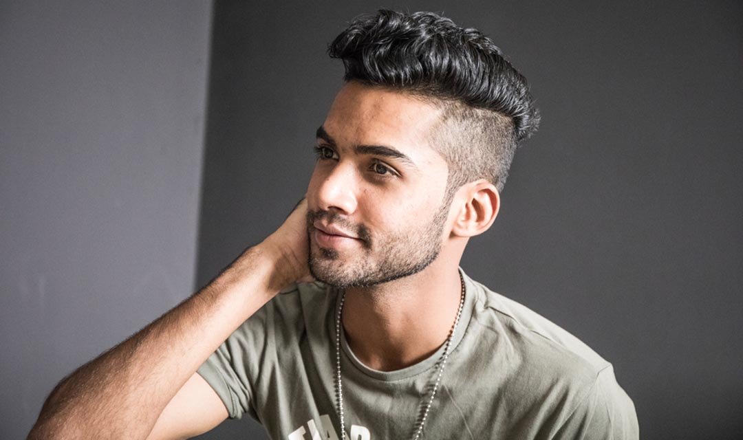 man wearing modern quiff hairstyle